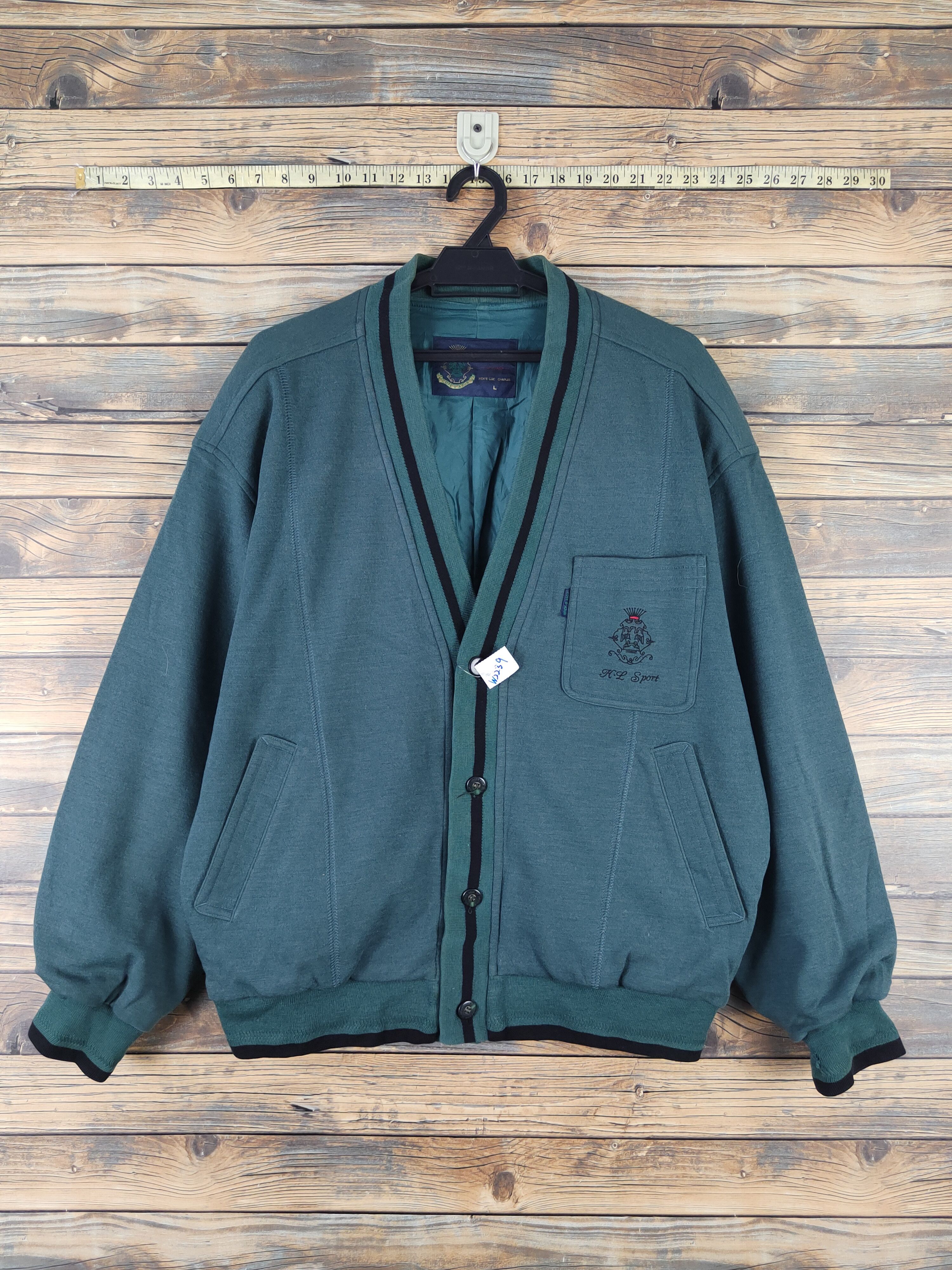 Japanese Brand Cote D'Azur Green Cardigan vintage Japan #W2239 Size US L / EU 52-54 / 3 - 1 Thumbnail