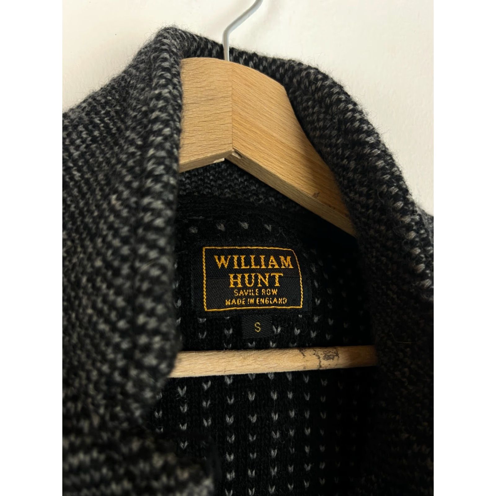 Vintage William Hunt Wool Knit Blazer Jacket Blazer Men S Blue Herringbone 90s Classic Wool Blazer Mens Size 36R - 6 Thumbnail