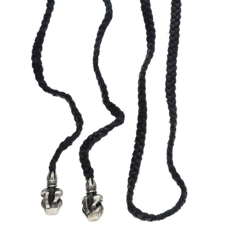 Chrome Hearts Leather Braid Necklace Tan Lip