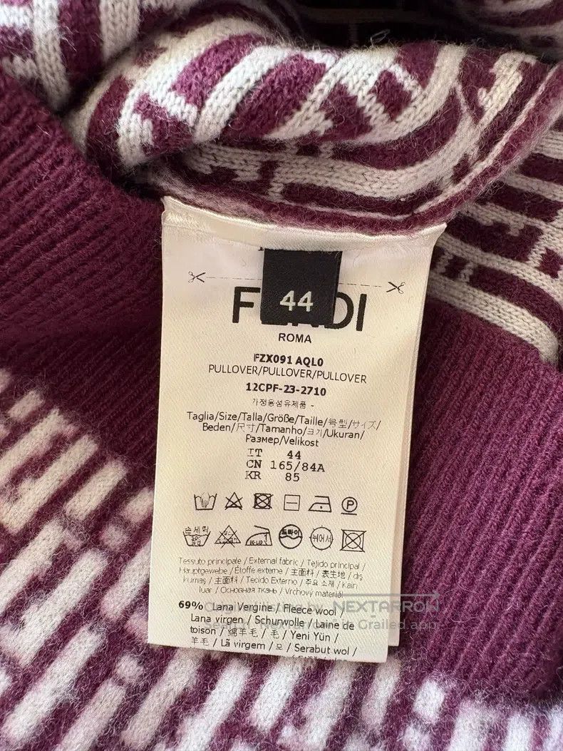 Fendi Fendi Men's Collar Sweater in Classic FF Logo Wine Red Size US S / EU 44-46 / 1 - 5 Thumbnail