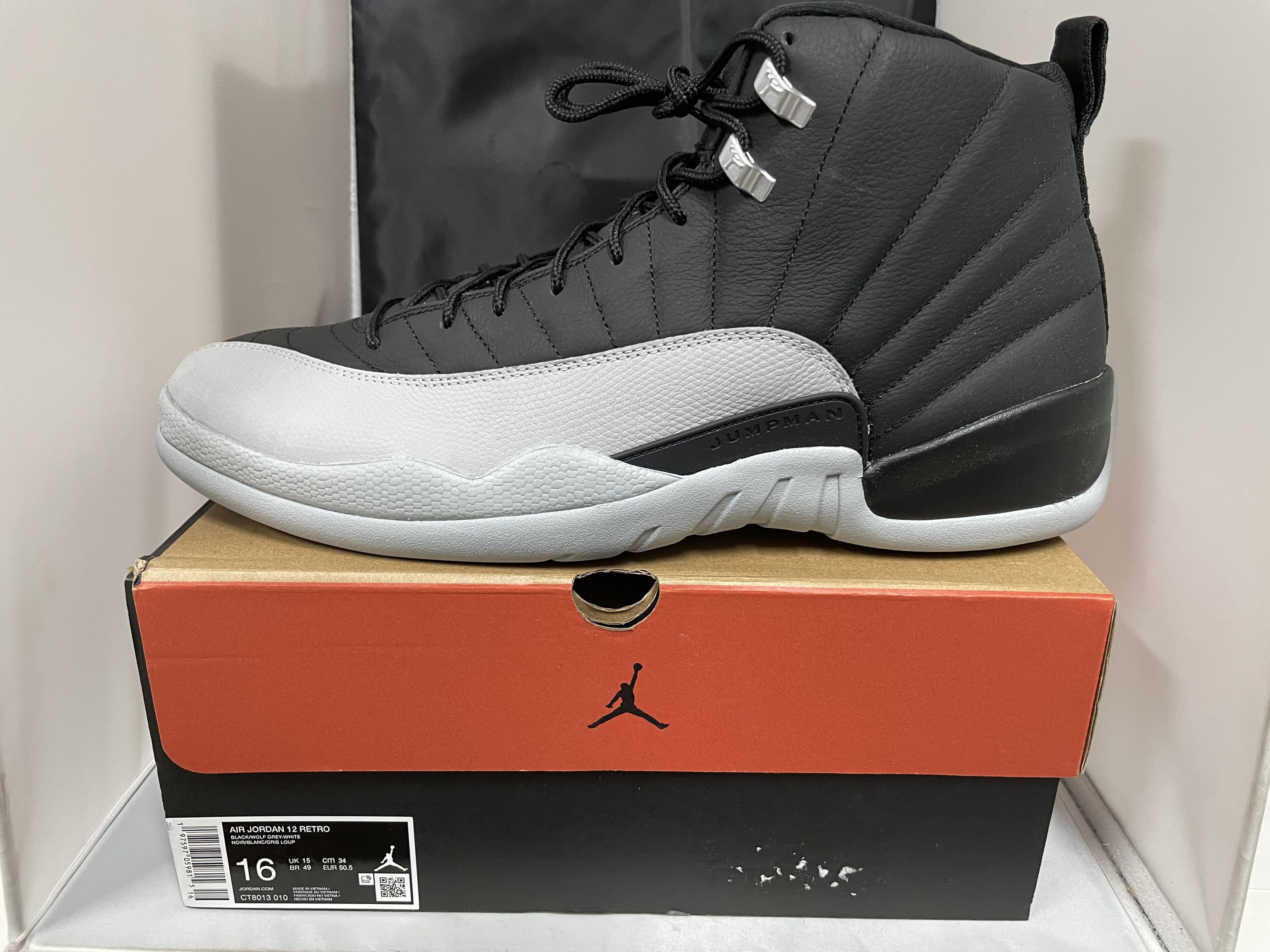 Jordan Brand Air Jordan12 Retro 'Black/Wolf Grey-White' CT8013 010 Size16 Size US 15 / EU 48 - 9 Thumbnail
