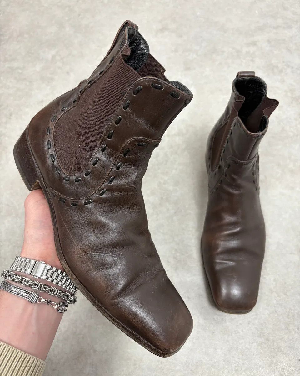 Yves Saint Laurent 2000s Yves Saint Laurent Brown Leather Boots Size US 8 / EU 41 - 1 Thumbnail