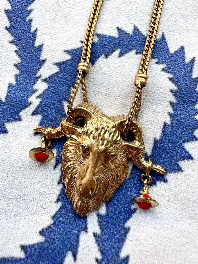 Vivienne Westwood Vivienne Westwood Gold Capricorn Aries Saturn Pendant Neck Size ONE SIZE - 1 Thumbnail