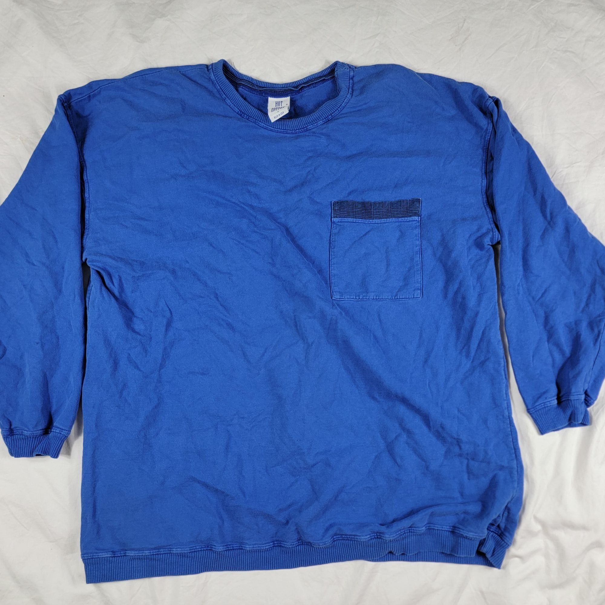 Other × Vintage Vintage Hot Cotton Mens Large Blue Long Sleeve Pocket Tshirt Size US L / EU 52-54 / 3 - 1 Thumbnail