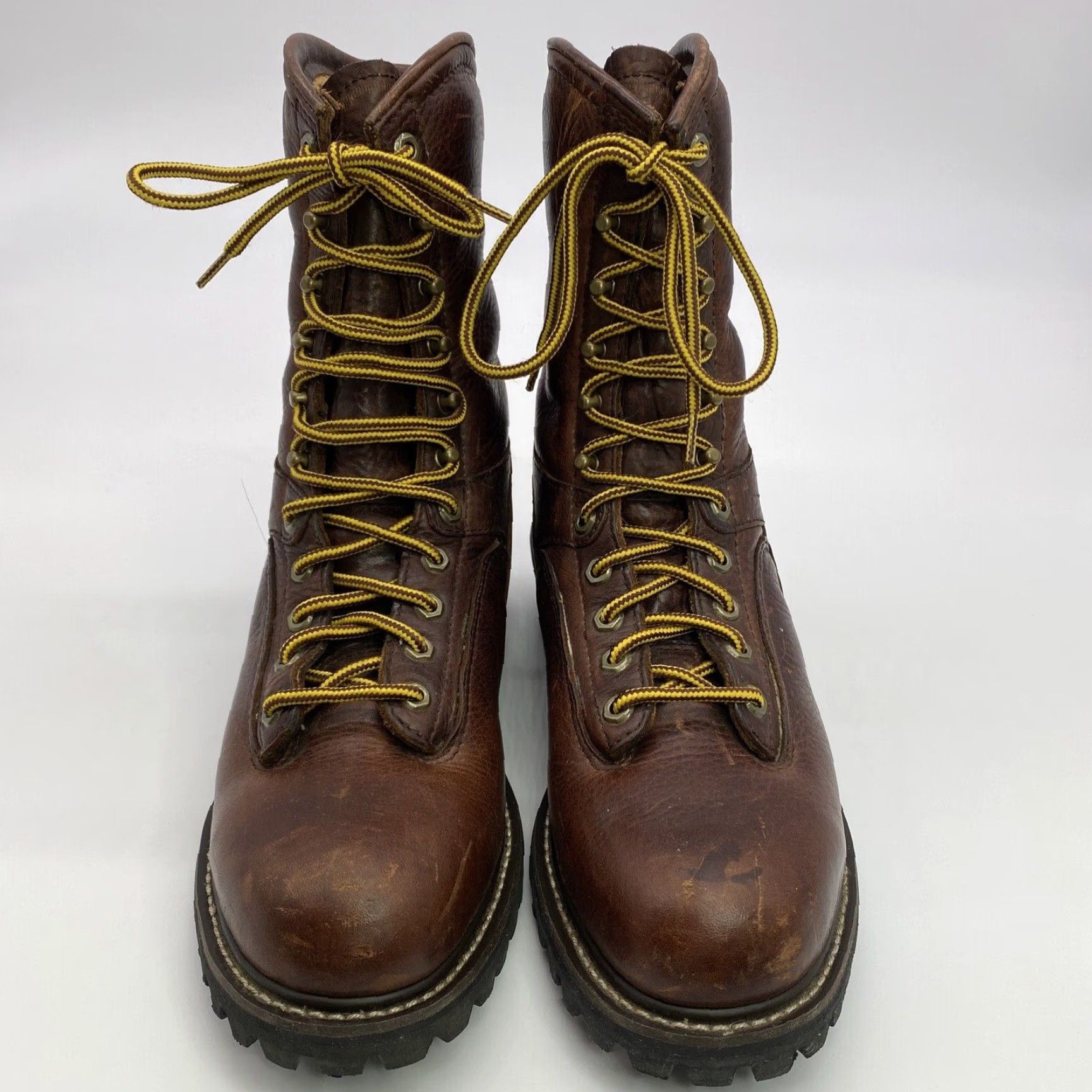 Vintage LEHIGH INSULATED TALL LINEMEN BOOTS STEEL TOE WORKBOOTS ANSI Z71 10W Leather Brown Lace Up Men Boots Size US 10 / EU 43 - 7 Thumbnail