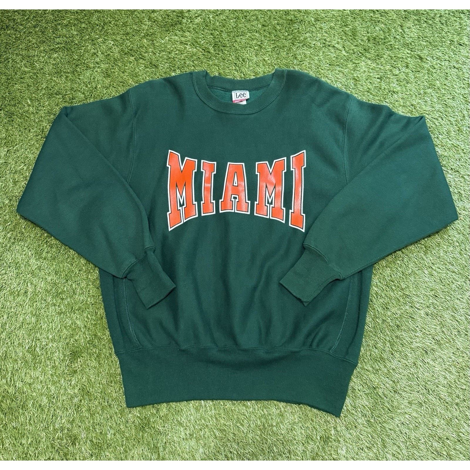 Lee VTG 90s Lee Cross Grain Miami Hurricanes Sweatshirt Green L Size US L / EU 52-54 / 3 - 1 Thumbnail