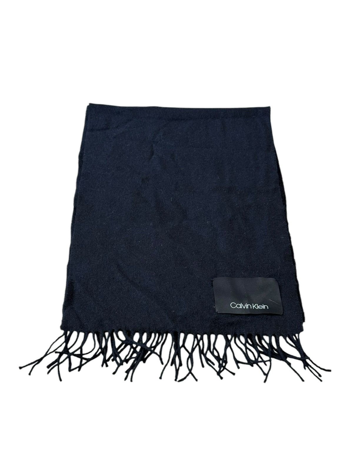 Calvin Klein Calvin Klein Logo Black Wool Wrap Shawl Scarf Size ONE SIZE - 3 Thumbnail