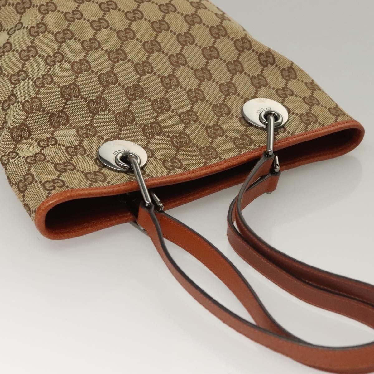 Gucci GUCCI GG Canvas Tote Bag Beige Silver Size ONE SIZE - 6 Thumbnail