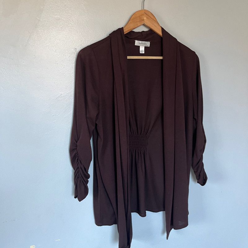 Dress the Population Dressbarn Women's Brown Cardigan Gathered Waist Medium Size M / US 6-8 / IT 42-44 - 1 Thumbnail