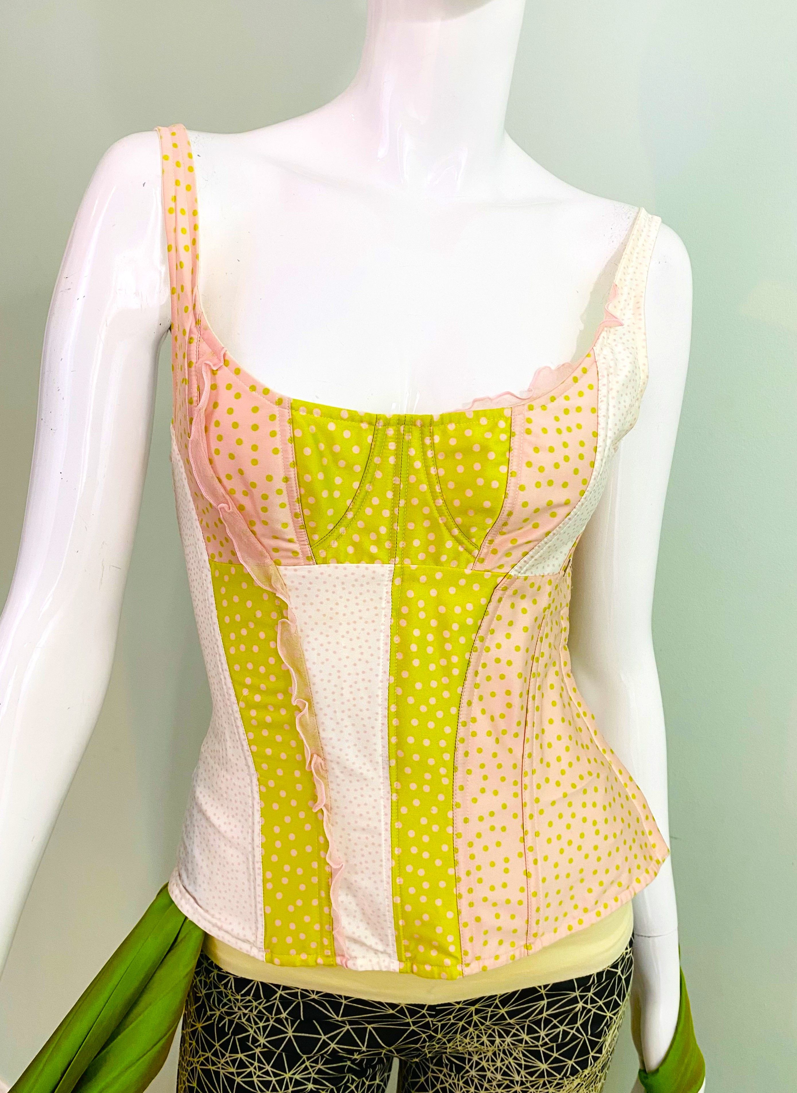 Christian Lacroix Fishbone Dot Medium Tee Top Corset Bustier