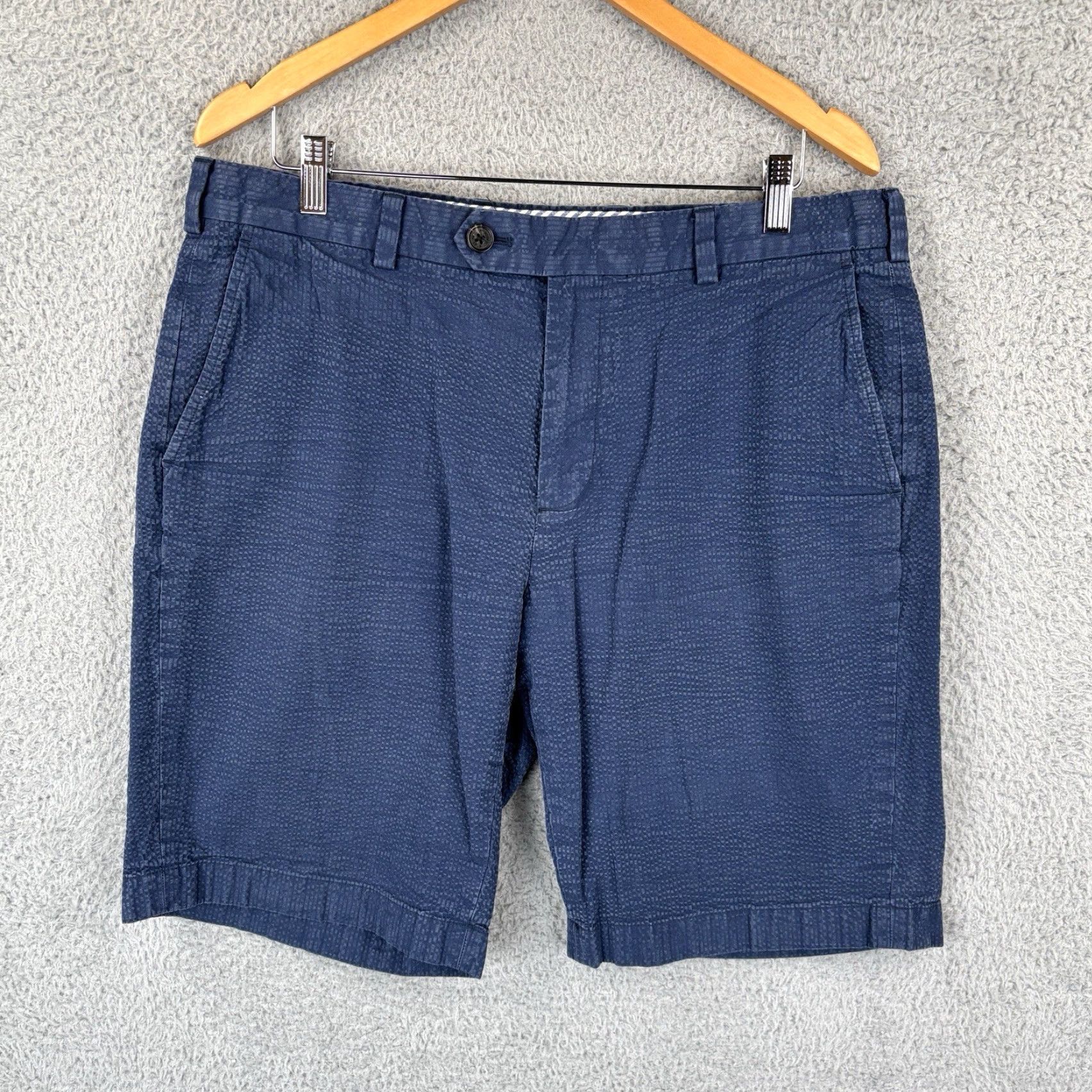 Brooks Brothers Brooks Brothers Bermuda Short Mens 36 Navy Seersucker 10" Inseam Beach Preppy | Regular Fit | Cotton Blue Colorful Preppy Mens Shorts Size US 36 / EU 52 - 2 Thumbnail