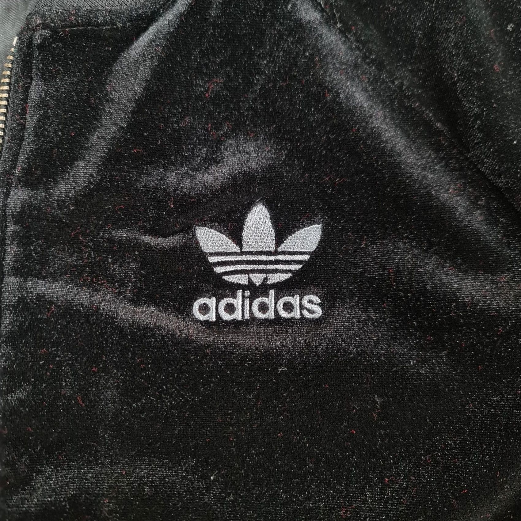 Adidas Adidas Womens Jacket Black Velvet Bomber Full Zip Trefoil 8 UK CG1703 Size M / US 6-8 / IT 42-44 - 5 Thumbnail