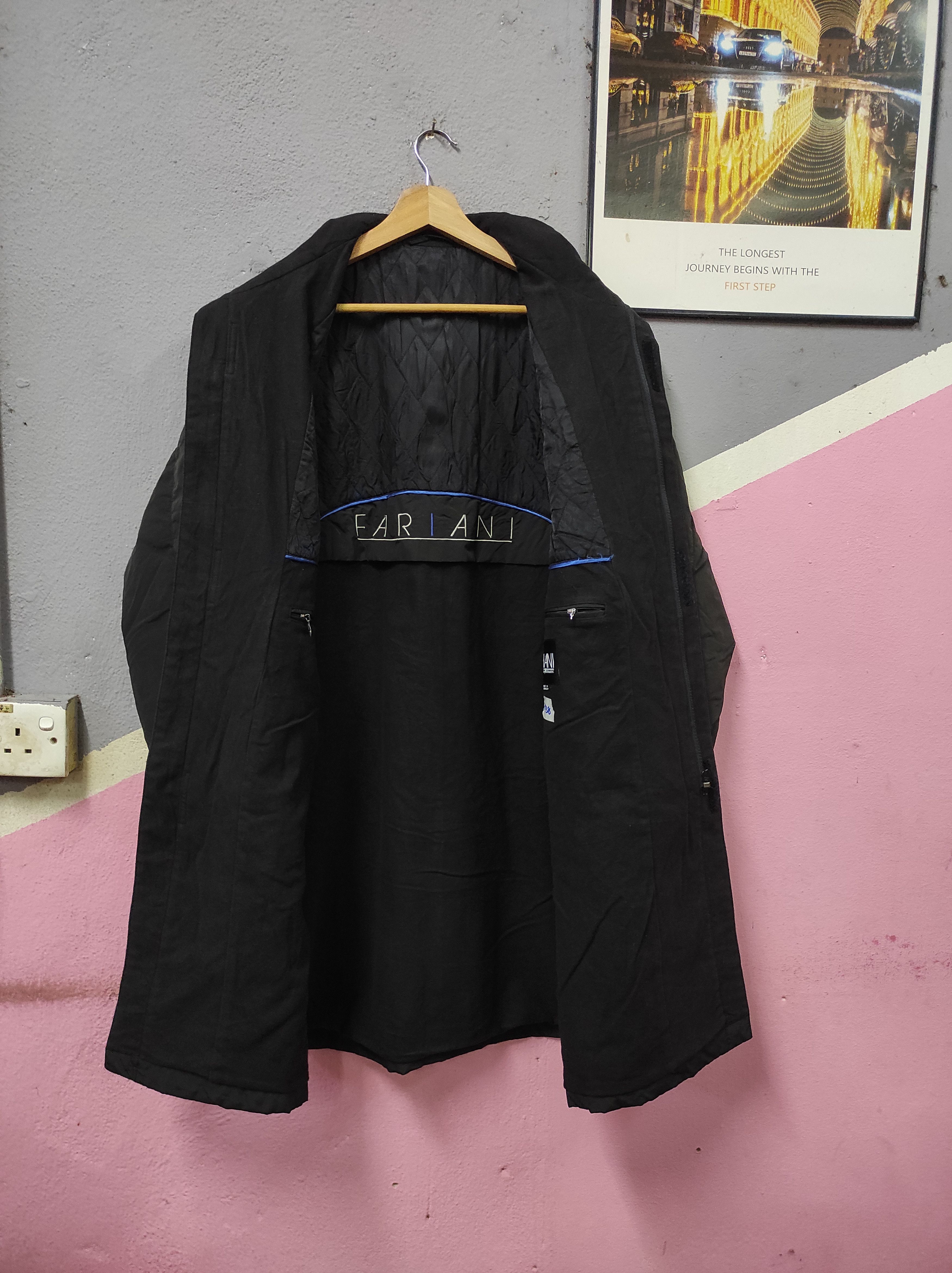 Designer × Vintage FARIANI BLACK OPEN COLLAR COAT OVERCOAT LONG JACKET Size US M / EU 48-50 / 2 - 1 Thumbnail