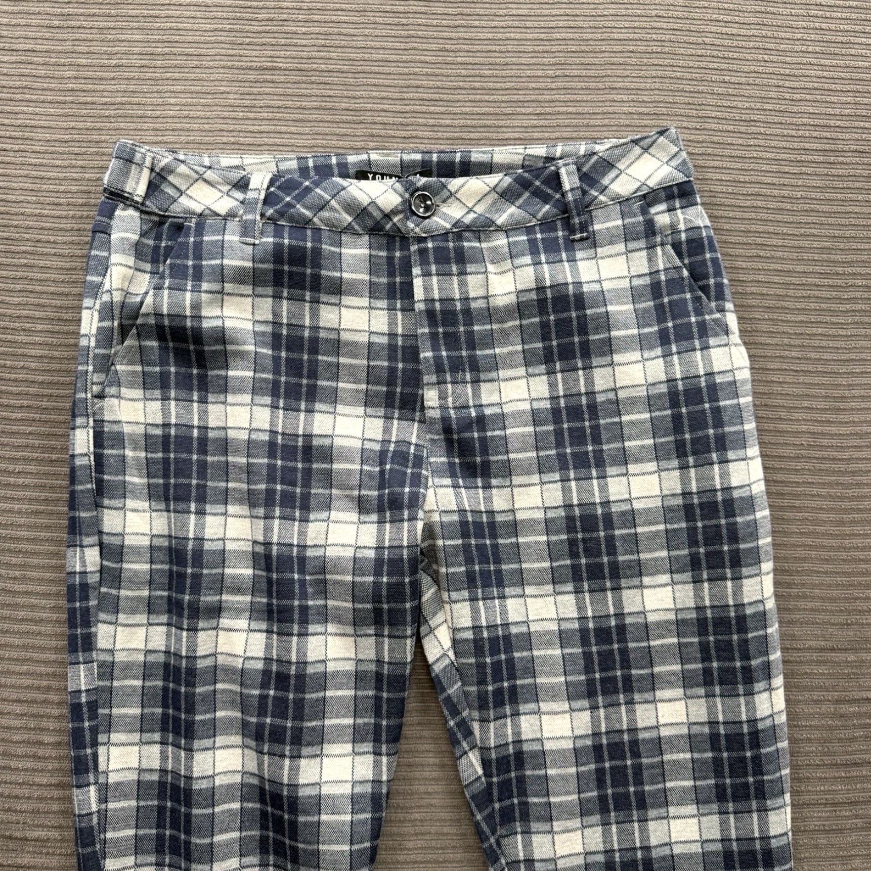YoungLA YoungLA Pants Men 36/32 Plaid Blue Polyester Spandex Stretch Chino Slim Casual Dress Pants Mens Size US 36 / EU 52 - 7 Thumbnail