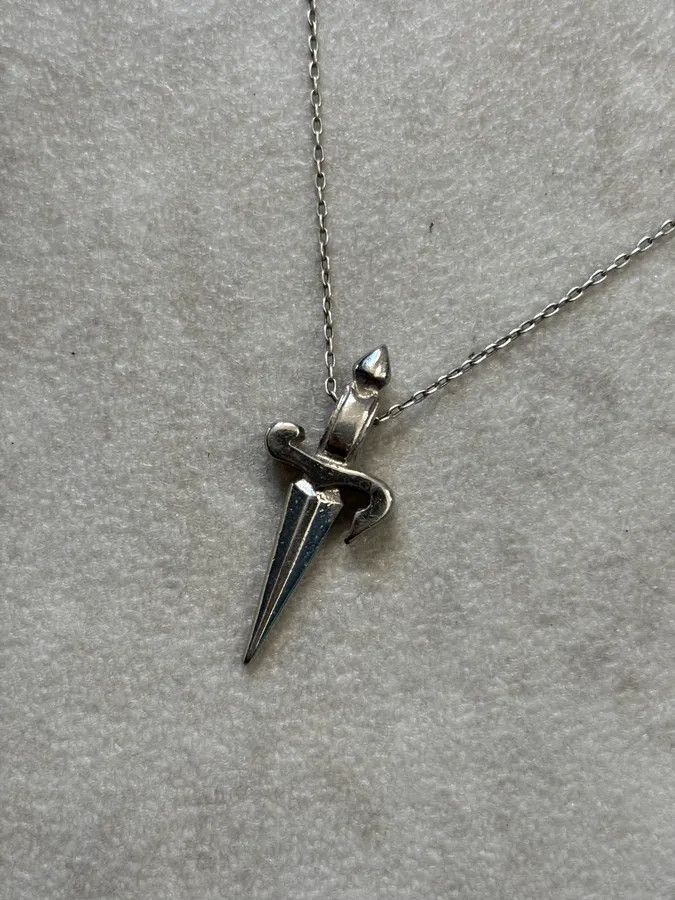 Vintage Cesare Paciotti Silver Metal Cross Pendant Necklace Size ONE SIZE - 4 Thumbnail