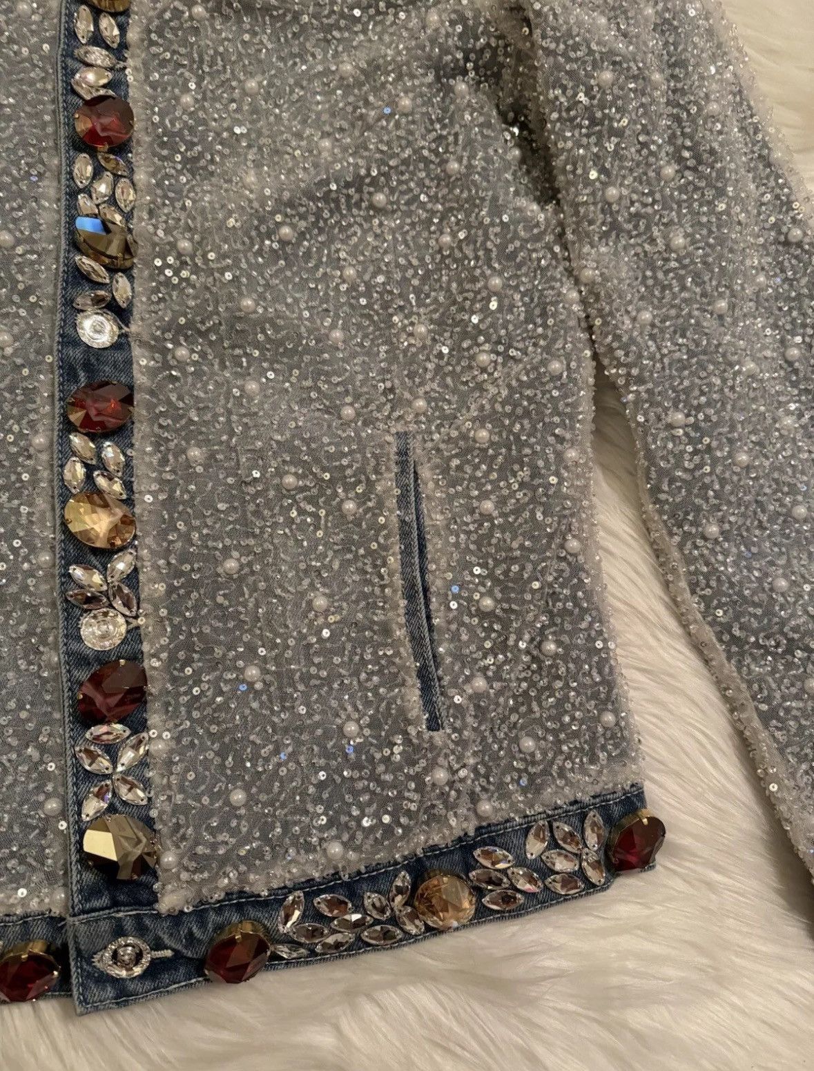 Designer Lonparny Swarovski Crystal Embellished Jacket Multicolor M Size US M / EU 48-50 / 2 - 4 Thumbnail