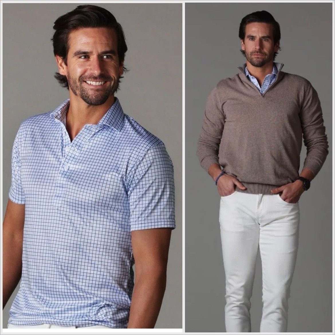 Other Collars & Co. The Original Dress Polo Sz M Relaxed Blue-Grid Size US M / EU 48-50 / 2 - 1 Thumbnail