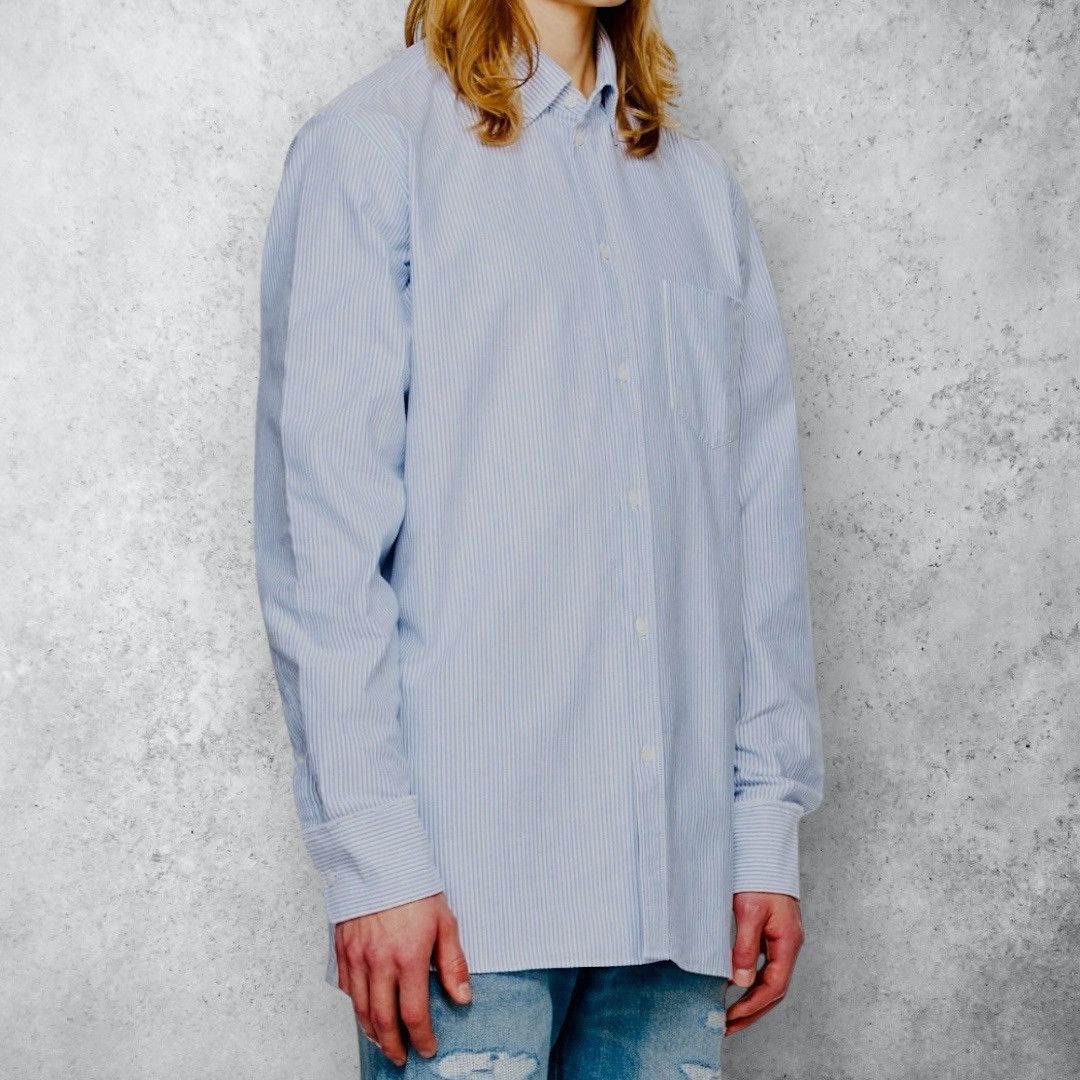 Golden Goose GOLDEN GOOSE White & Light Blue Stripes Long Sleeves Shirt Size US M / EU 48-50 / 2 - 6 Thumbnail