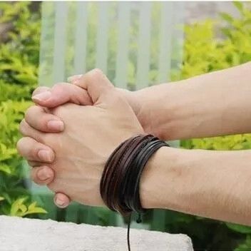 Jewelry Multilayer Leather Bracelet Black and Brown Size ONE SIZE - 2 Thumbnail