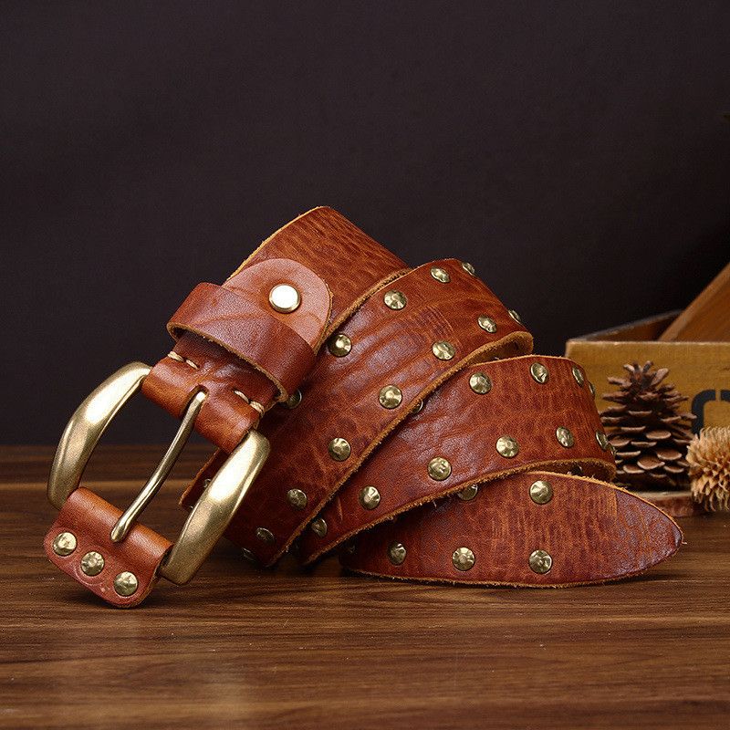 Leather Punk Rivet Leather Belt Size ONE SIZE - 2 Thumbnail