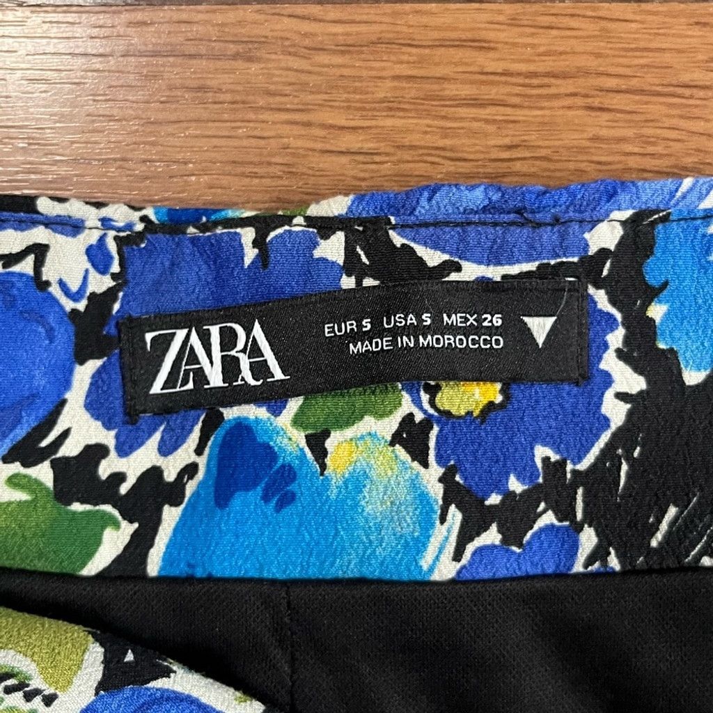 Zara 💙 ZARA Blue Floral Faux Wrap Mini Skirt - Size S 💙 Size 28" / US 6 / IT 42 - 5 Thumbnail
