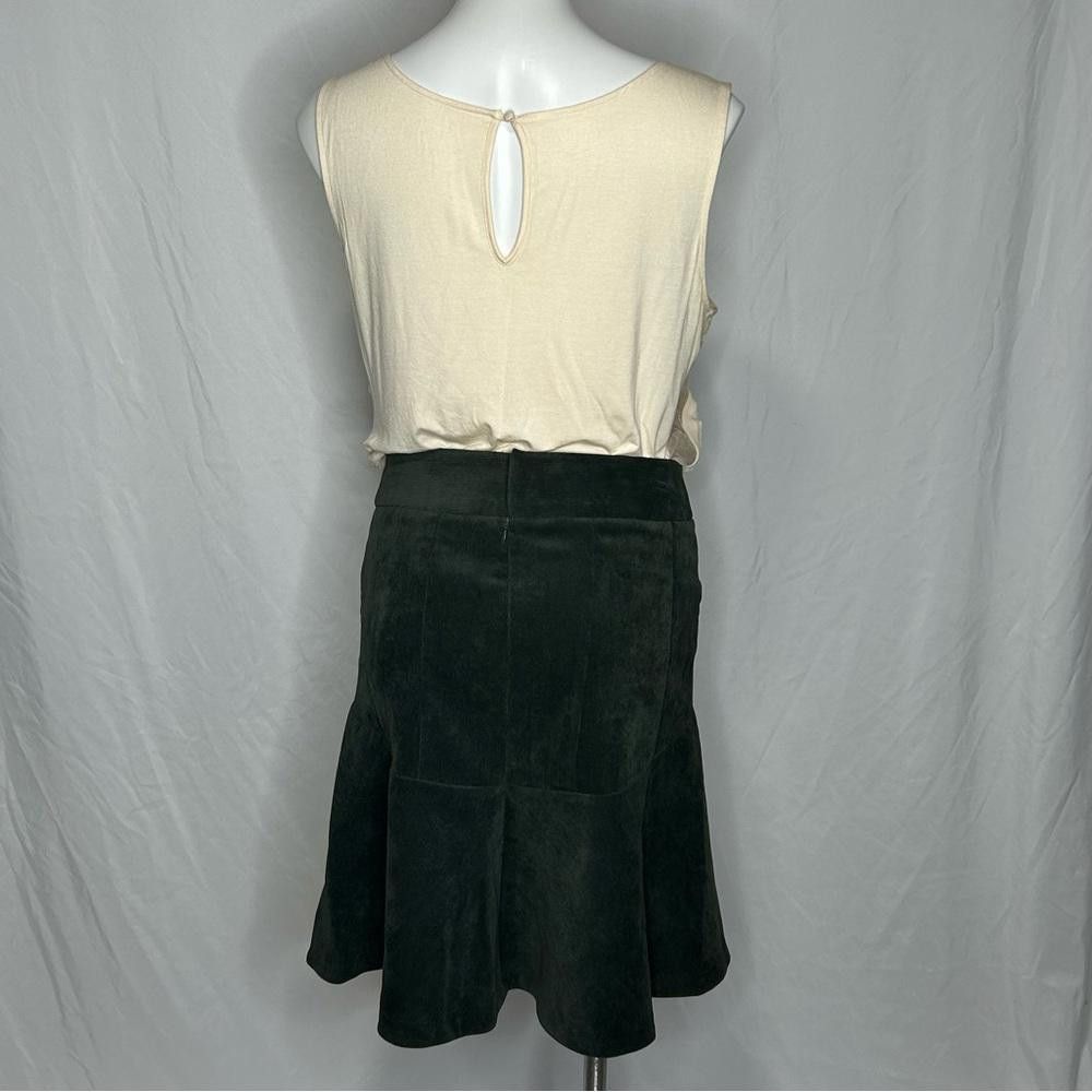 Designer NWT Chelsea & Theodore Dark Olive Corduroy A-Line Skirt, 8 Size 30" / US 8 / IT 44 - 3 Thumbnail