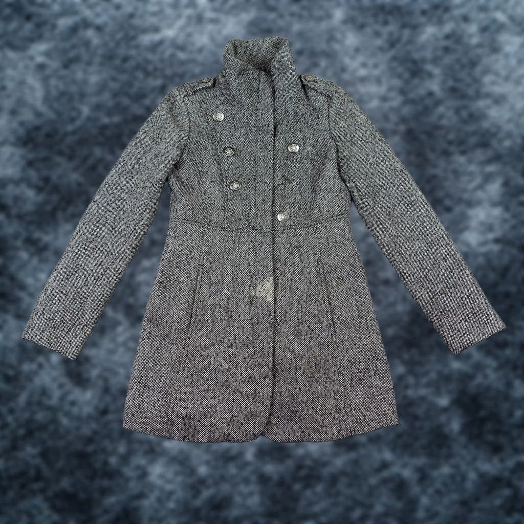 Guess VINTAGE Guess Coat Womens S Gray Wool Tweed Military Double Breasted VTG Y2K Size S / US 4 / IT 40 - 1 Thumbnail