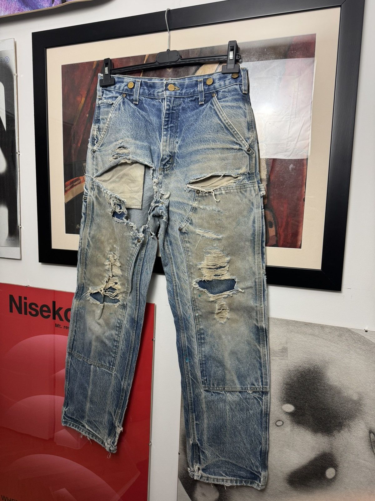 Carhartt Vintage 90s Faded Trashed Carhartt Double Knee Pant Workwear Size US 31 - 3 Thumbnail