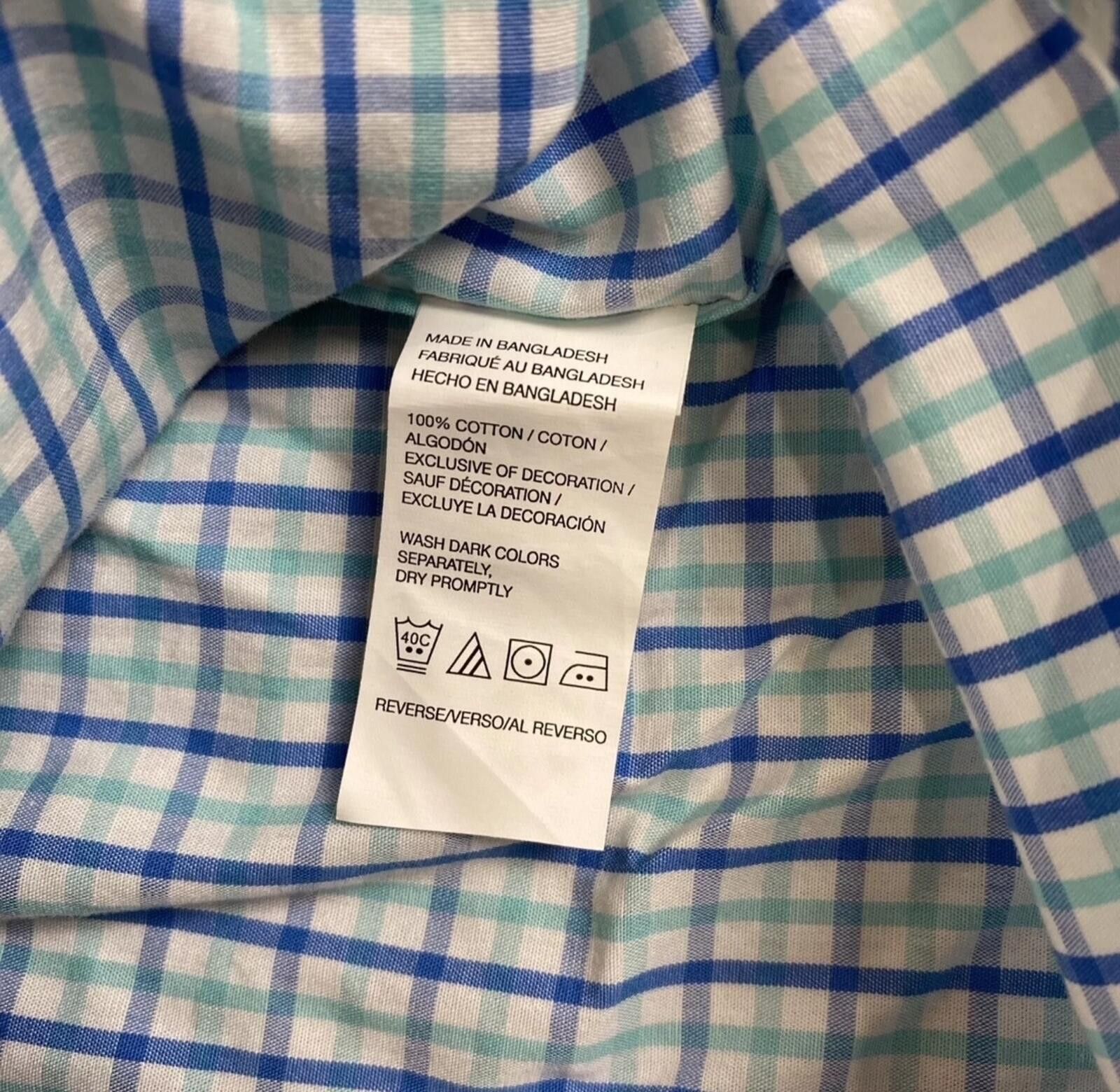 Izod Men's L Large Blue/Aqua Long Sleeve Cotton Casual Button Up Size 42R - 5 Thumbnail