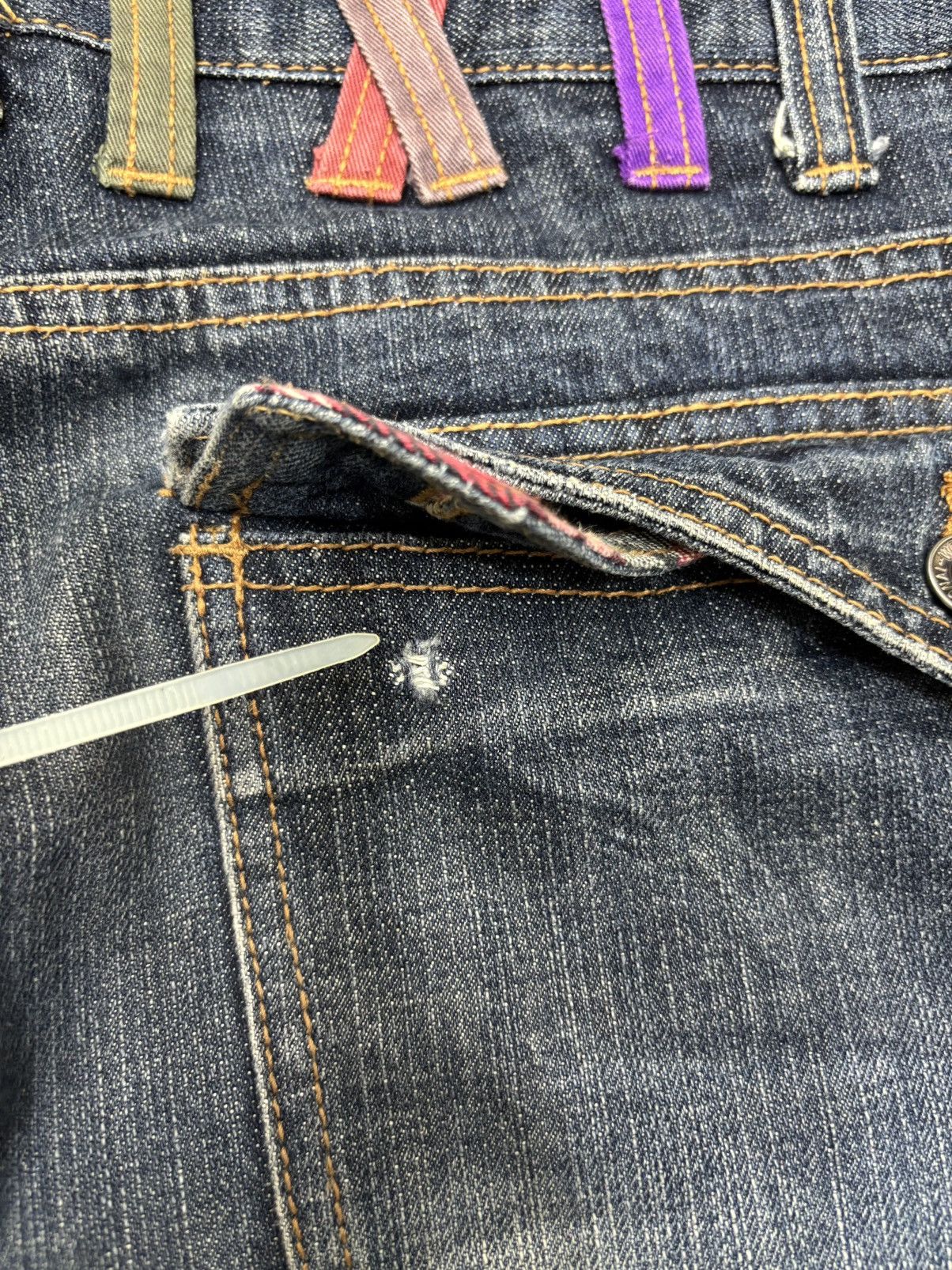 Japanese Brand 💥Double Waist💥Insane Nylaus Folding Fades Style Denim F657 Size US 33 - 18 Thumbnail
