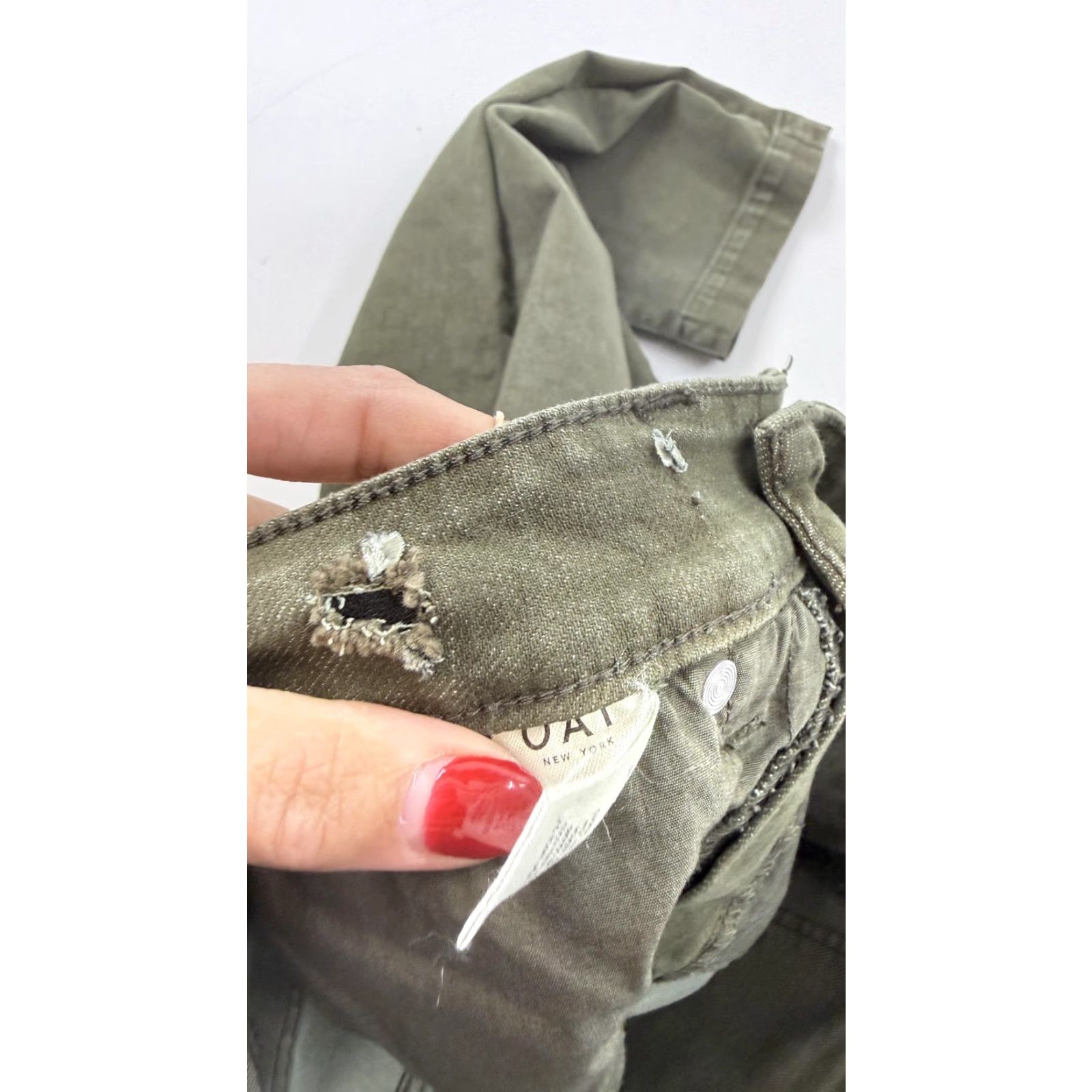 Olive OAT New York Straight Jeans Womens 29 Olive Green Stretch Denim Cropped 29x24 Size 29" - 6 Thumbnail