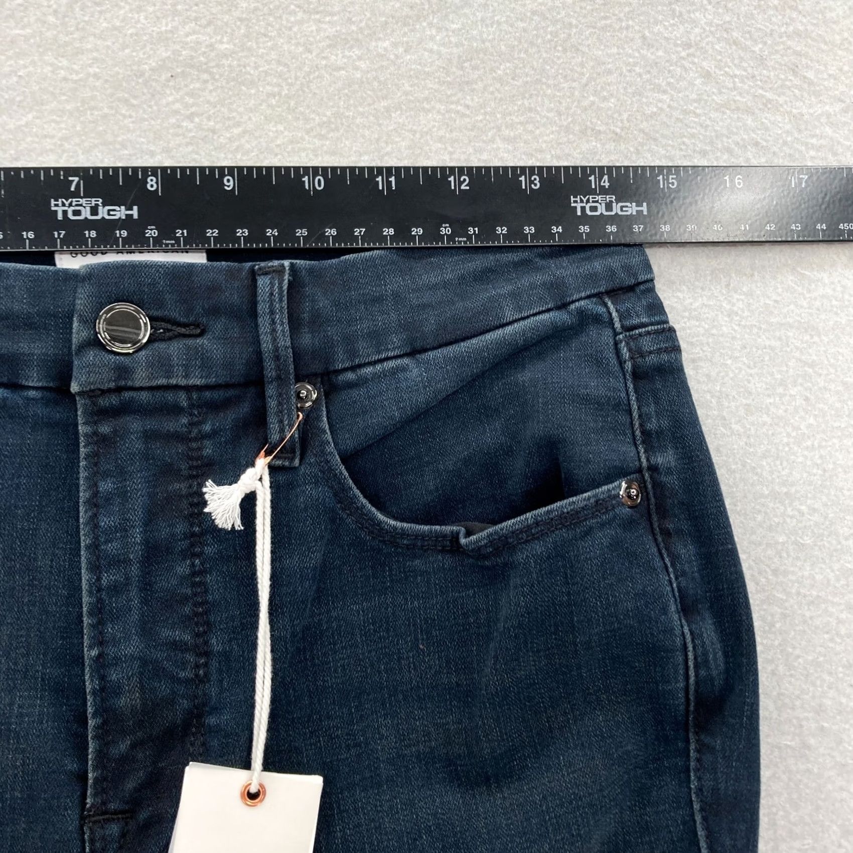 Good American GOOD AMERICAN Good Waist Crop Jeans Women's 8/29 Dark Blue Stretch Denim Slim Cropped 5-Pocket Size 8/29 Blue Size 29" - 6 Thumbnail