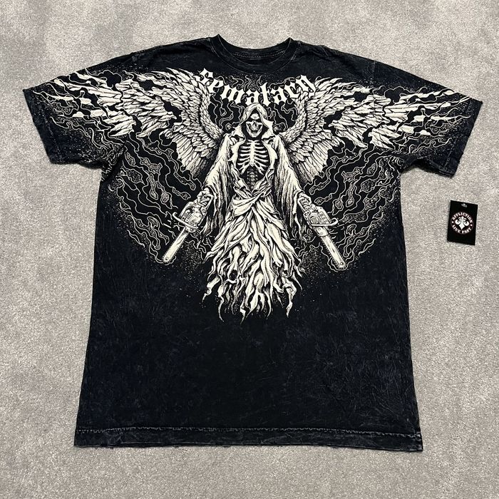 Affliction Affliction Haunted Mound Sematary Massacre Reaper Logo Tee ...