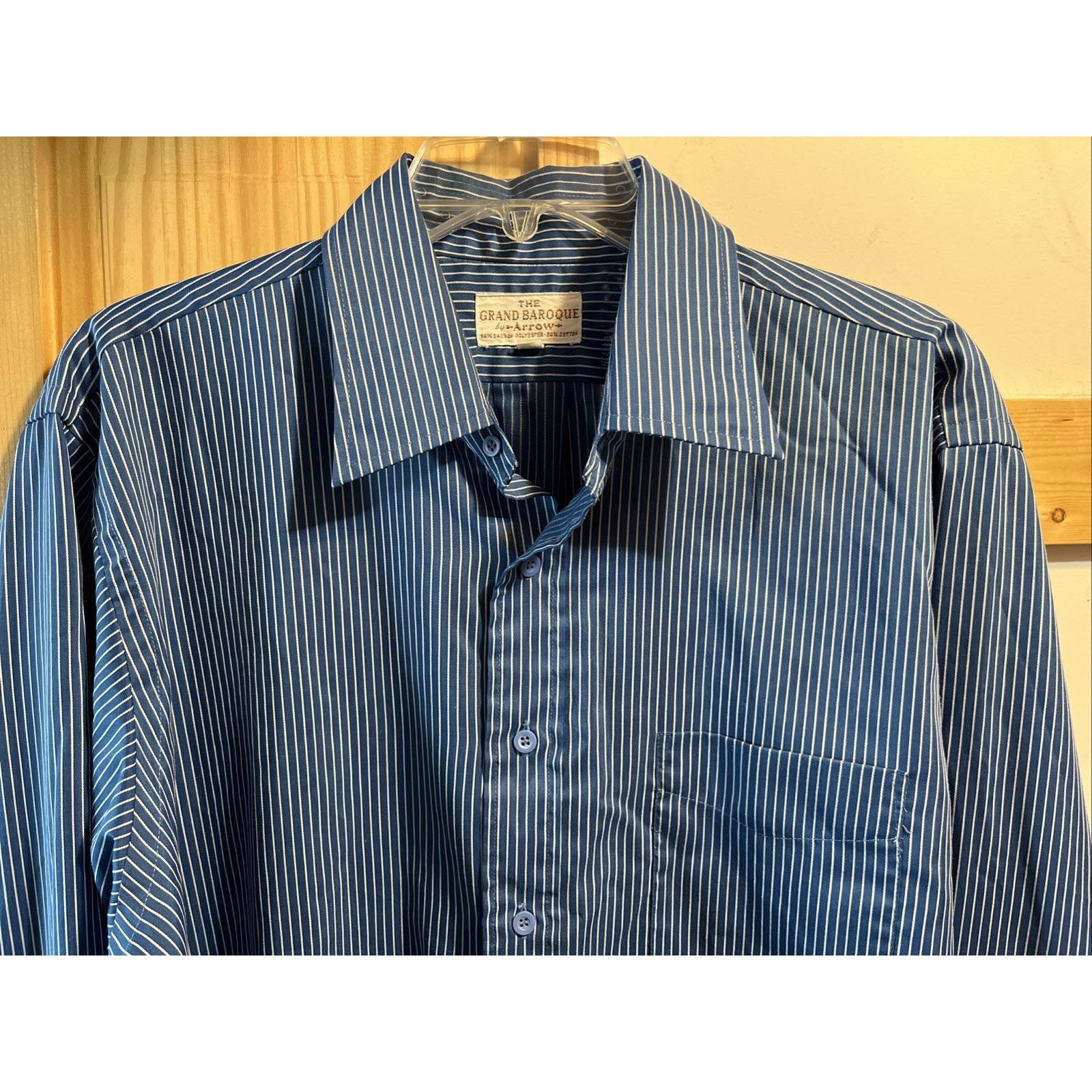 Arrow Arrow Grand Baroque Vintage Mens XL 17 33 Blue Striped Shirt Size US XL / EU 56 / 4 - 5 Thumbnail