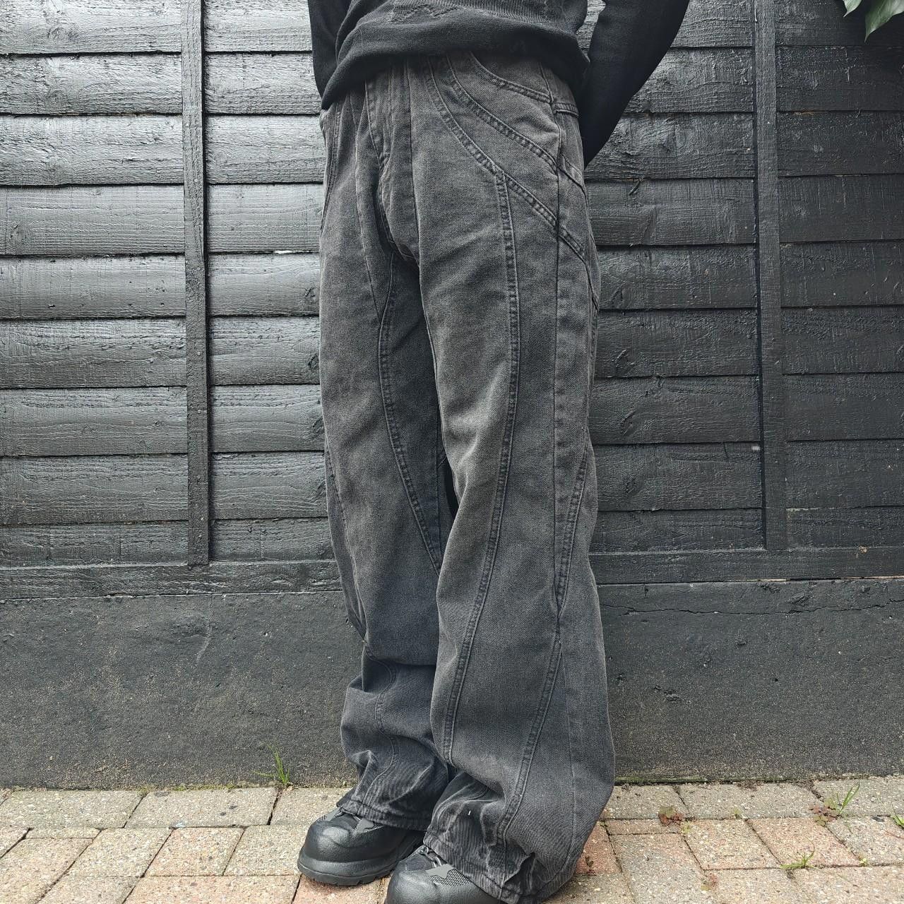 Other Japanese Overdyed Black Wide Leg Seam Flared Jeans Size US 34 / EU 50 - 2 Thumbnail