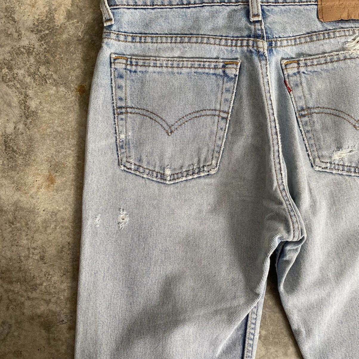 Levi's Vintage 90’s Levis 505 Sashiko Boro Light Blue Remark Jeans Size US 29 - 16 Thumbnail