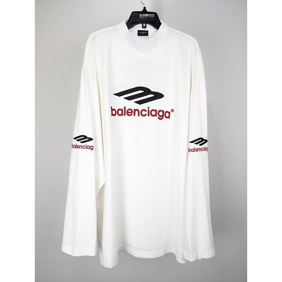 Balenciaga o1rshd1 Q:2 / Oversize Long Sleeve T-Shirt in White Size US XL / EU 56 / 4 - 1 Thumbnail