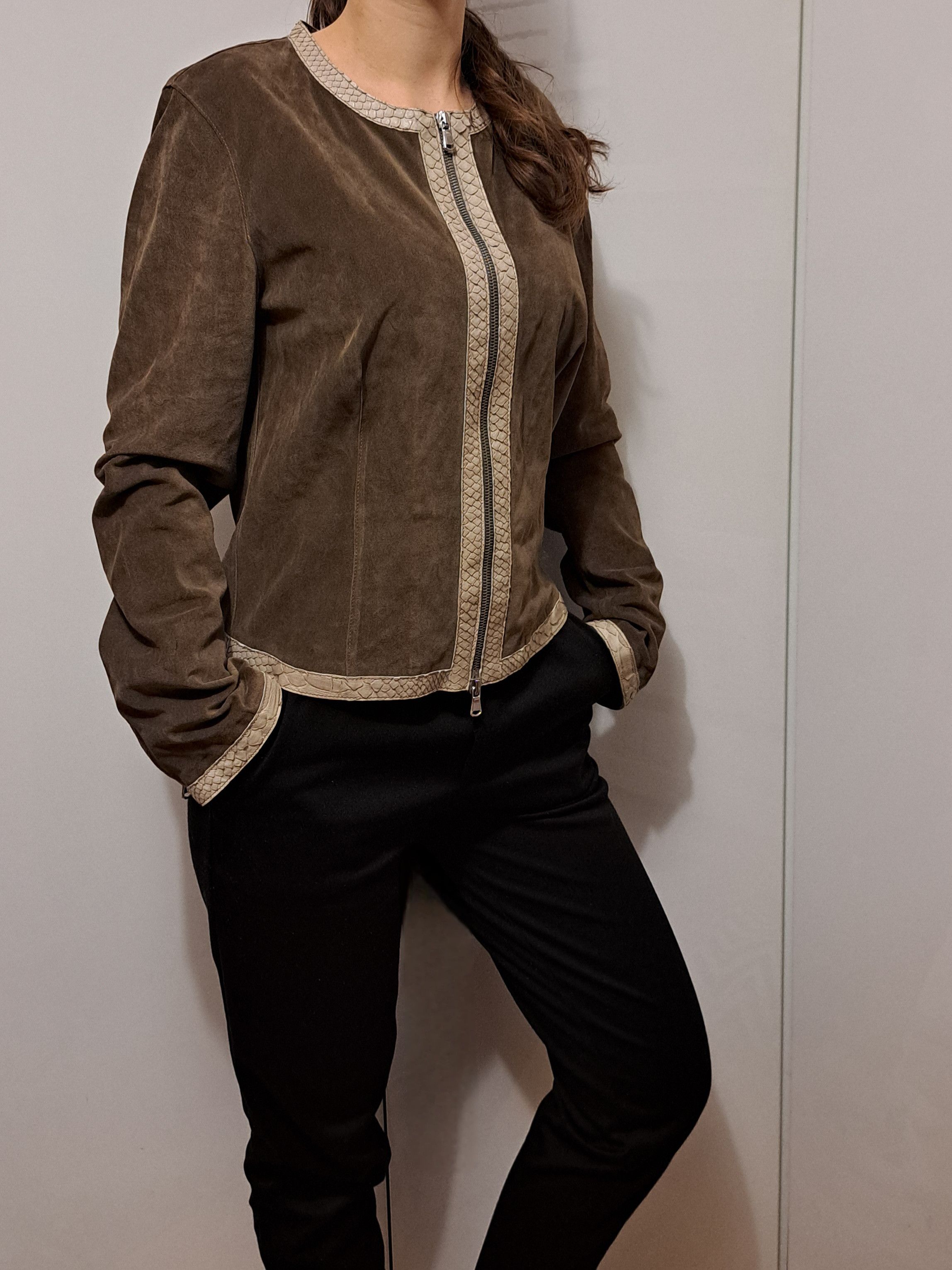 Joseph Joseph brown leather / snake skin blazer jacket M Size M / US 6-8 / IT 42-44 - 3 Thumbnail