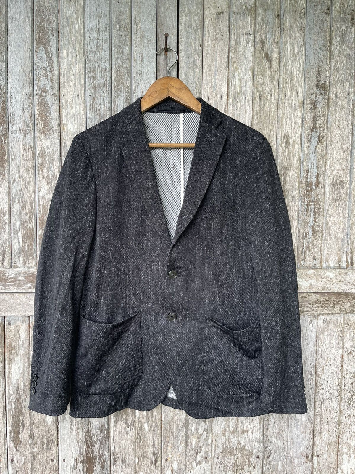 Designer Tête Homme Textured Black Blazer Jacket – Size L Size US M / EU 48-50 / 2 - 1 Thumbnail