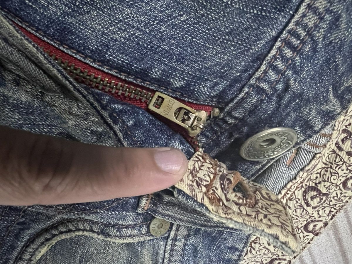 If Six Was Nine 💥Flare💥 Edwin 503 Blue Trip Eagle Model Distress Jean Size US 33 - 13 Thumbnail