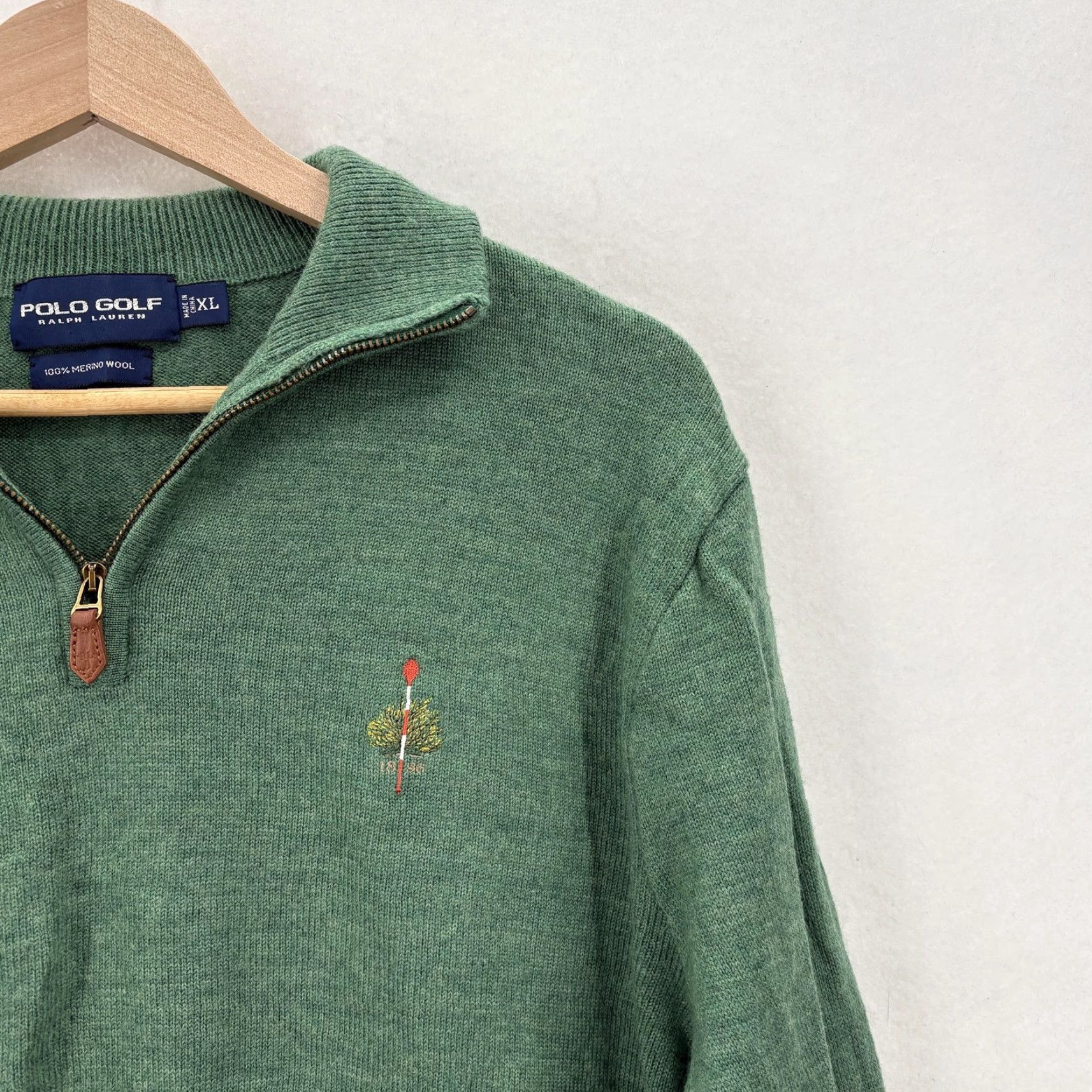 Polo Ralph Lauren VINTAGE Polo Golf Ralph Lauren Sweater Mens XL Green 1/4 Zip Mock Neck Merino Wool Golf Size US XL / EU 56 / 4 - 2 Thumbnail