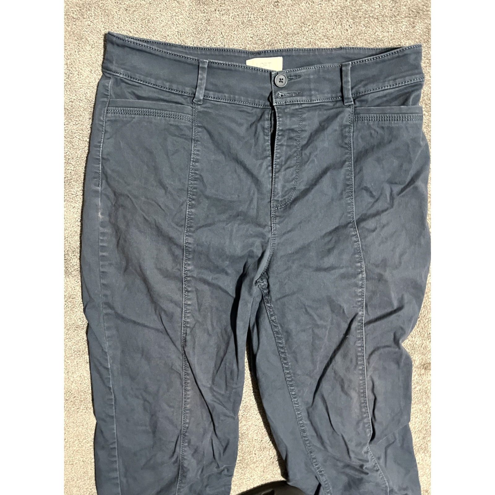 Loft Loft Womens High Waist Straight Crop Pants Slate Blue High Rise Pockets Size 10 Size 32" / US 10 / IT 46 - 2 Thumbnail