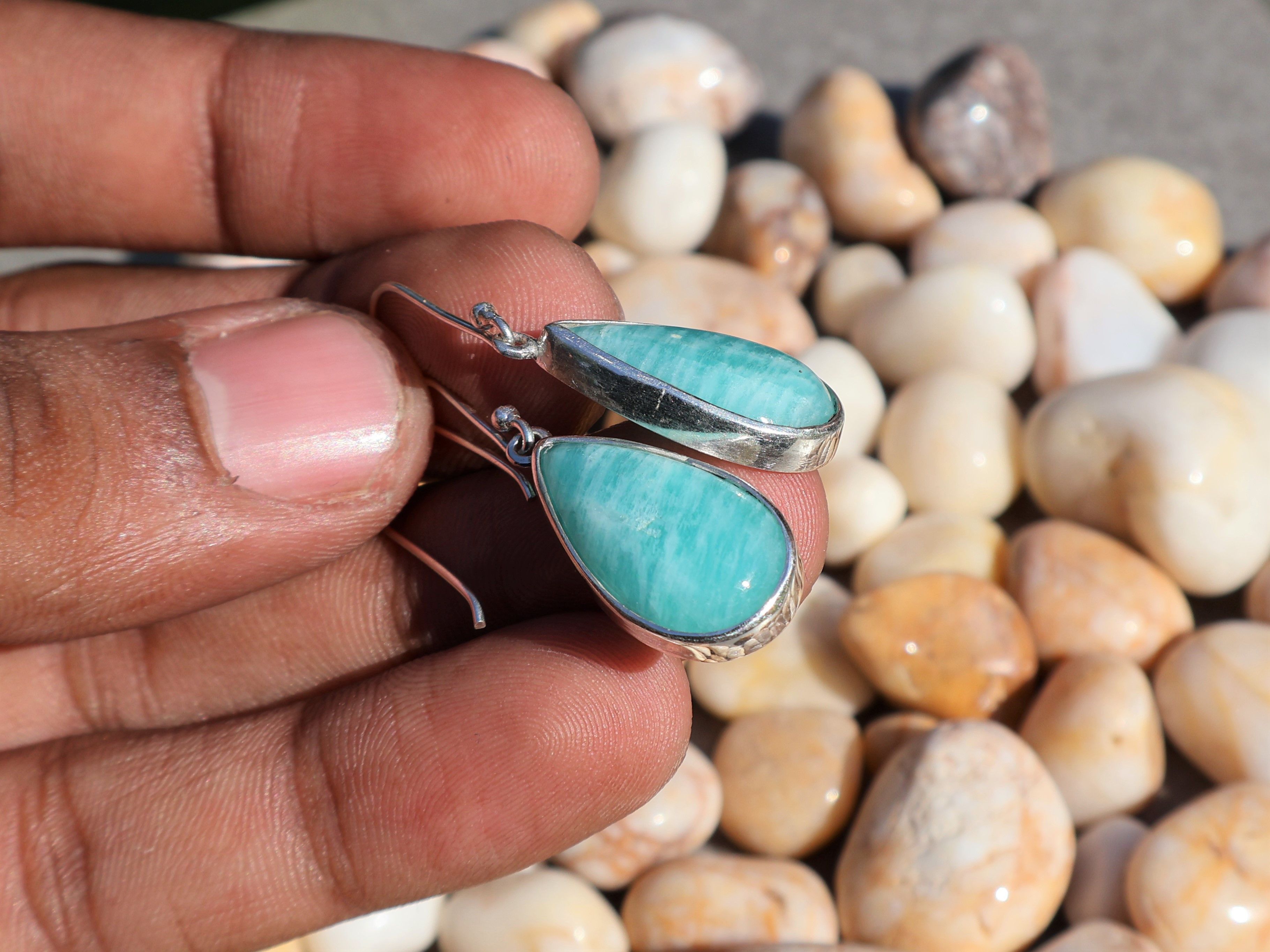 Handmade Amazonite Earring, 925 Sterling Silver, Handmade Earring, Size ONE SIZE - 4 Thumbnail