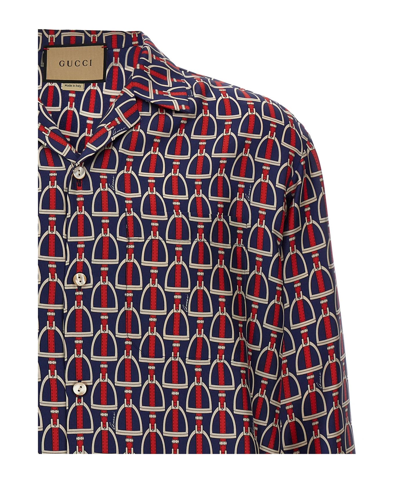 Gucci o1loc1c0126 770426 Horsebit Print Silk Shirt in Multicolor Size US S / EU 44-46 / 1 - 3 Thumbnail