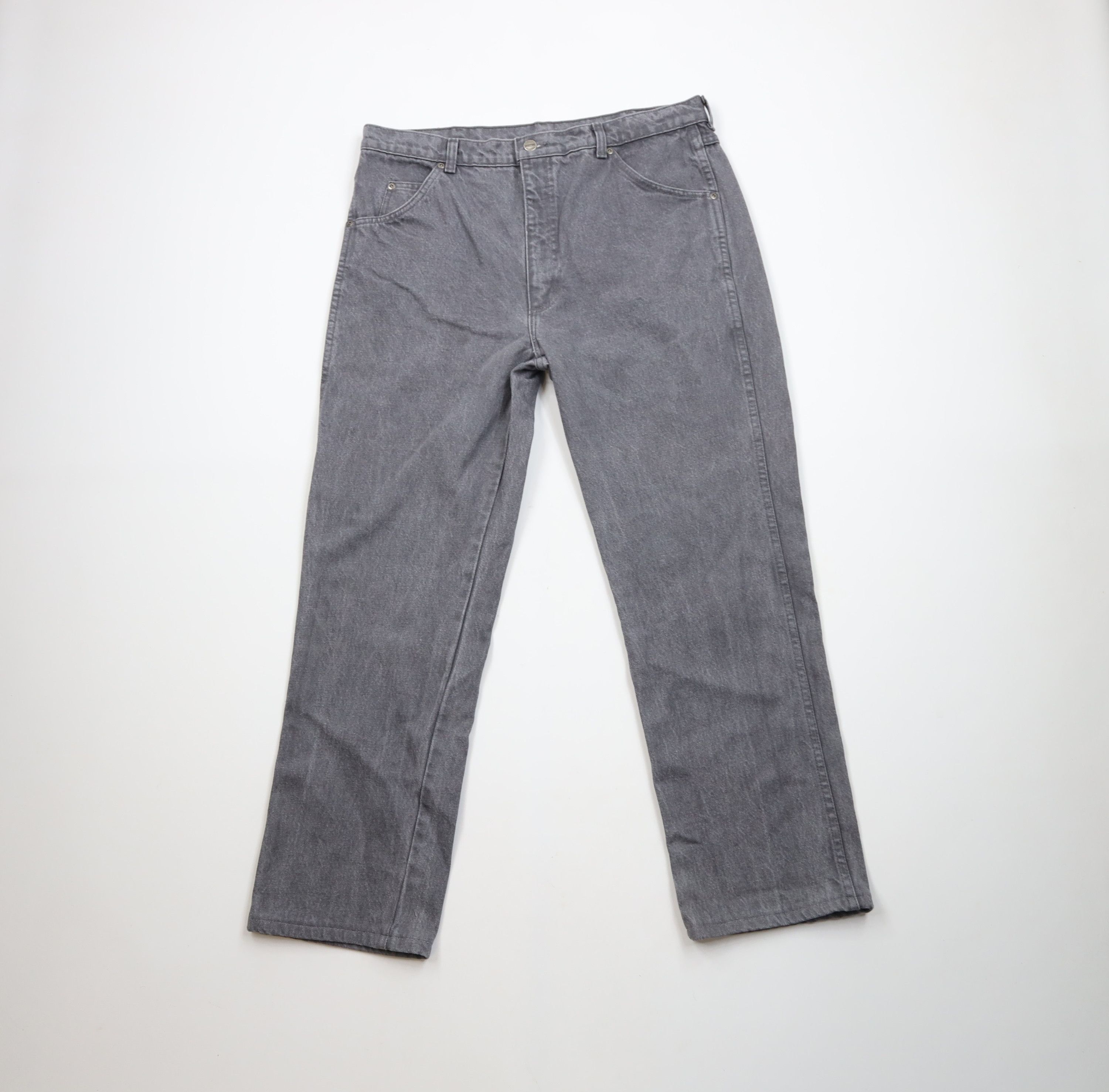 Lands' End × Vintage Vintage 90s Lands End Rigger Denim Jeans Gray Cotton USA Size US 36 / EU 52 - 1 Thumbnail