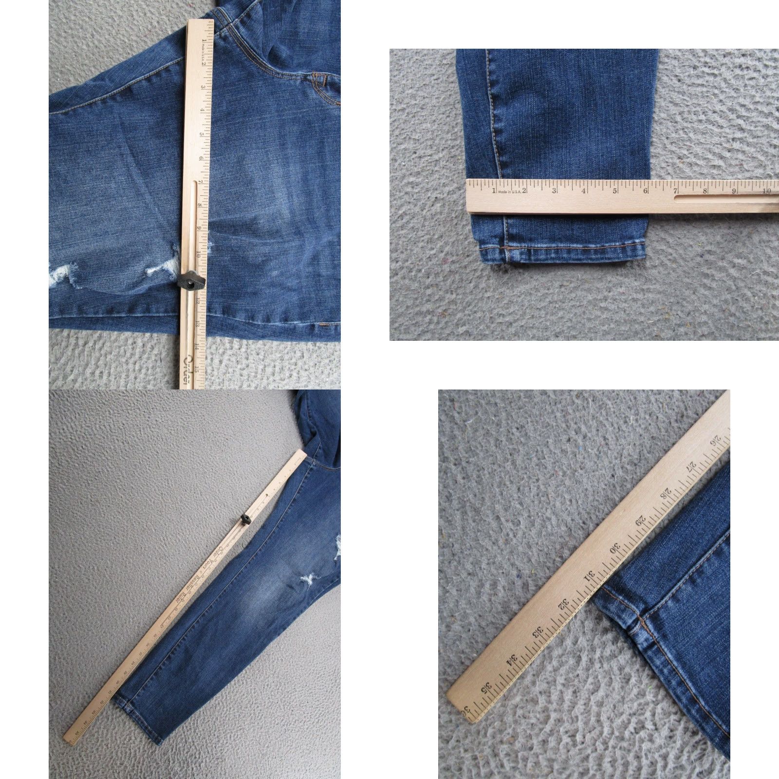 Vintage Maurices Mid Rise Denim Skinny Jeans 24W Long Blue Stretch Distressed 5-Pocket Women Jeans Size 42" / US 20 - 8 Thumbnail
