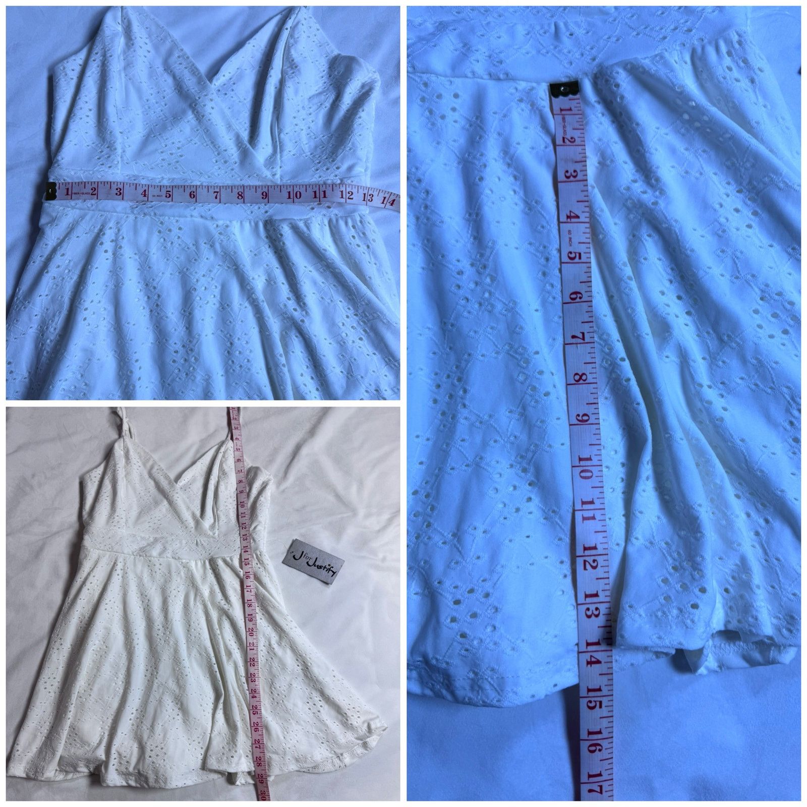 Other J for Justify White Deep Plunge Romper Sleeveless Skort Size L / US 10 / IT 46 - 7 Thumbnail