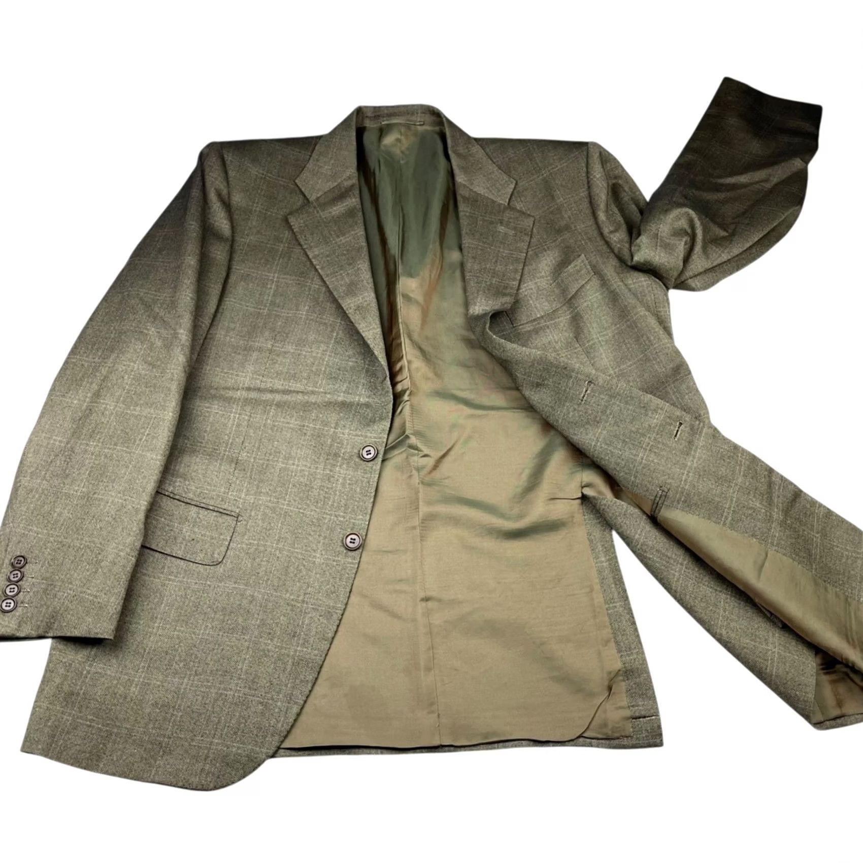 Vintage Luciano Barbera Men's Blazer Brown Plaid 100% Wool 46R US 56 EU Italy Size 46R - 3 Thumbnail