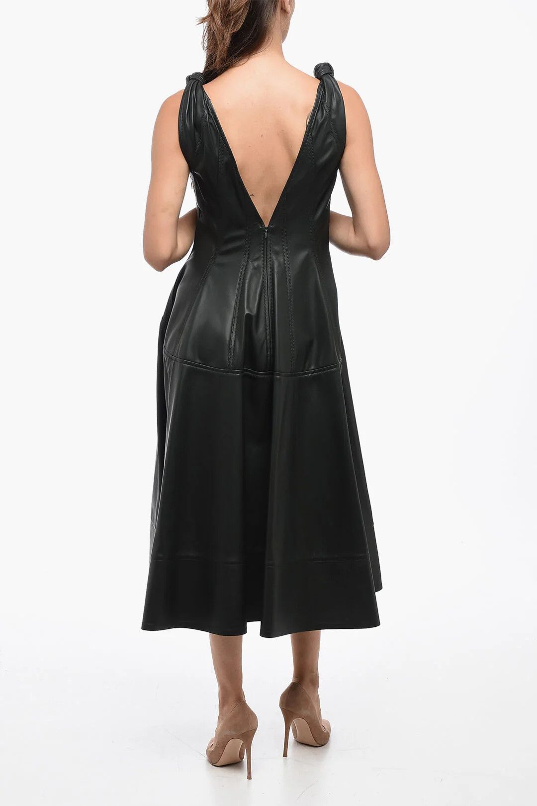 Bottega Veneta og1mm0426 Leather Dress in Green Size XS / US 0-2 / IT 36-38 - 2 Thumbnail