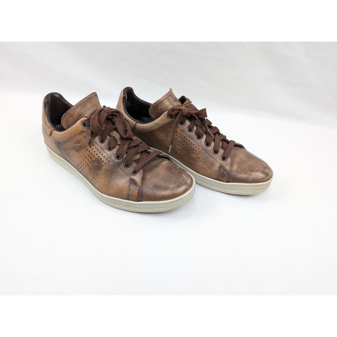 Tom Ford o1rshd1 CC20 Leather Warwick Low Top Sneakers in Brown Size US 10 / EU 43 - 10 Thumbnail